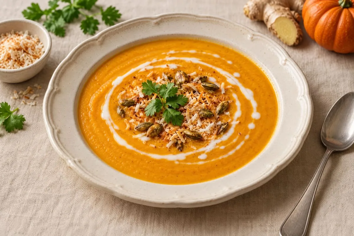 Crema de calabaza con jengibre y coco - receta casera