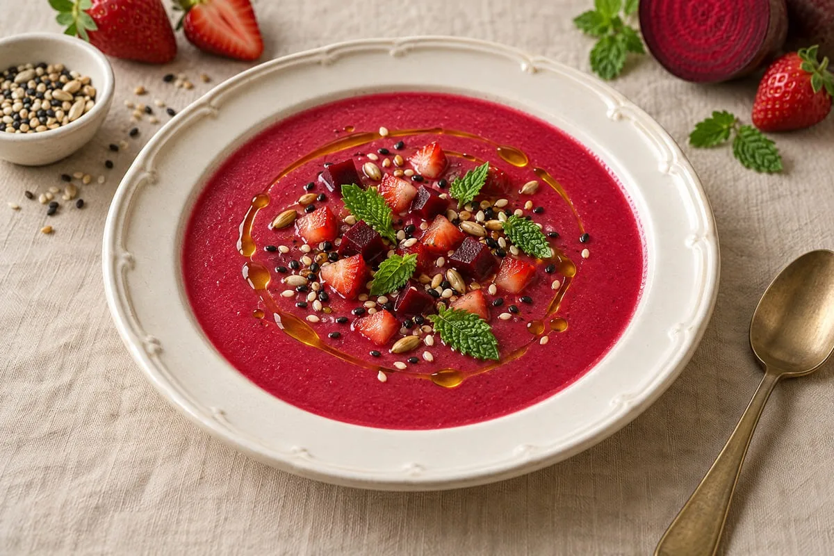 Gazpacho de remolacha y fresa - receta casera