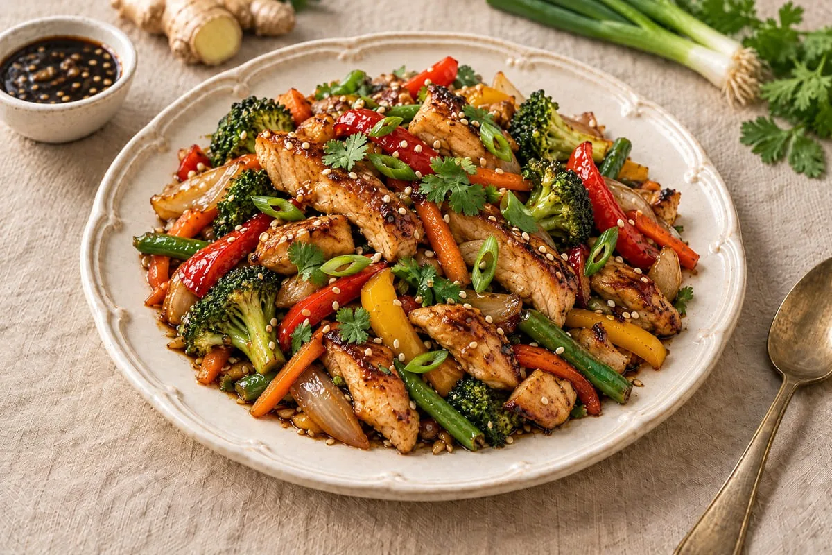 Pollo con verduras al wok - receta casera